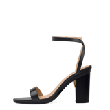 Brenna Sandal - Coal Black Leather + Block Heel Kit 4 Coal Black