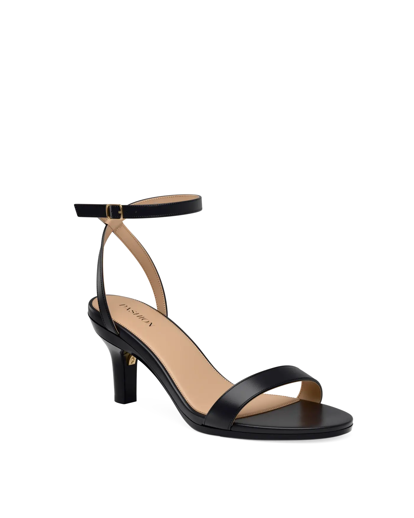 Brenna Sandal - Coal Black Leather + Stiletto Heel Kit 3 Coal Black
