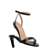 Brenna Sandal - Coal Black Leather + Stiletto Heel Kit 4 Coal Black