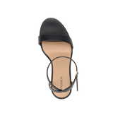Brenna Sandal - Coal Black Leather + Block Heel Kit 4 Coal Black
