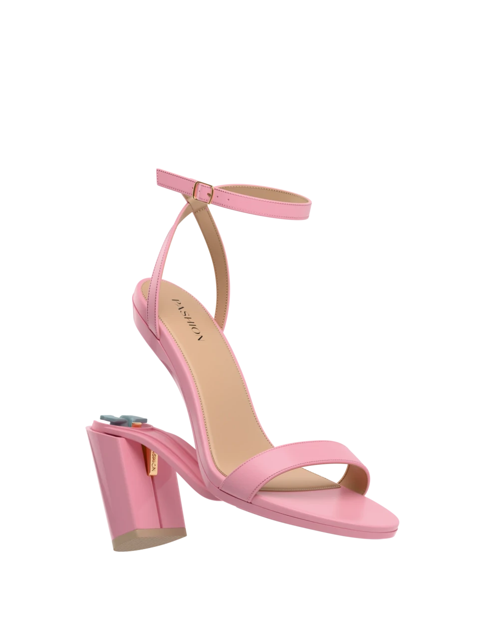 Brenna Sandal - Pink Leather 4 Block - Final Sale