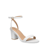 Brenna Sandal - White Leather + Block Heel Kit 3 White