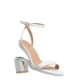 Brenna Sandal - White Leather + Block Heel Kit 3 White