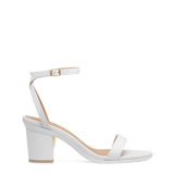 Brenna Sandal - White Leather + Block Heel Kit 3 White