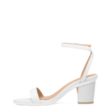 Brenna Sandal - White Leather + Block Heel Kit 3 White