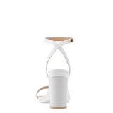 Brenna Sandal - White Leather + Block Heel Kit 4 White