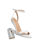 Brenna Sandal - White Leather + Block Heel Kit 4 White