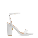 Brenna Sandal - White Leather + Block Heel Kit 4 White