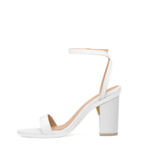 Brenna Sandal - White Leather + Block Heel Kit 4 White