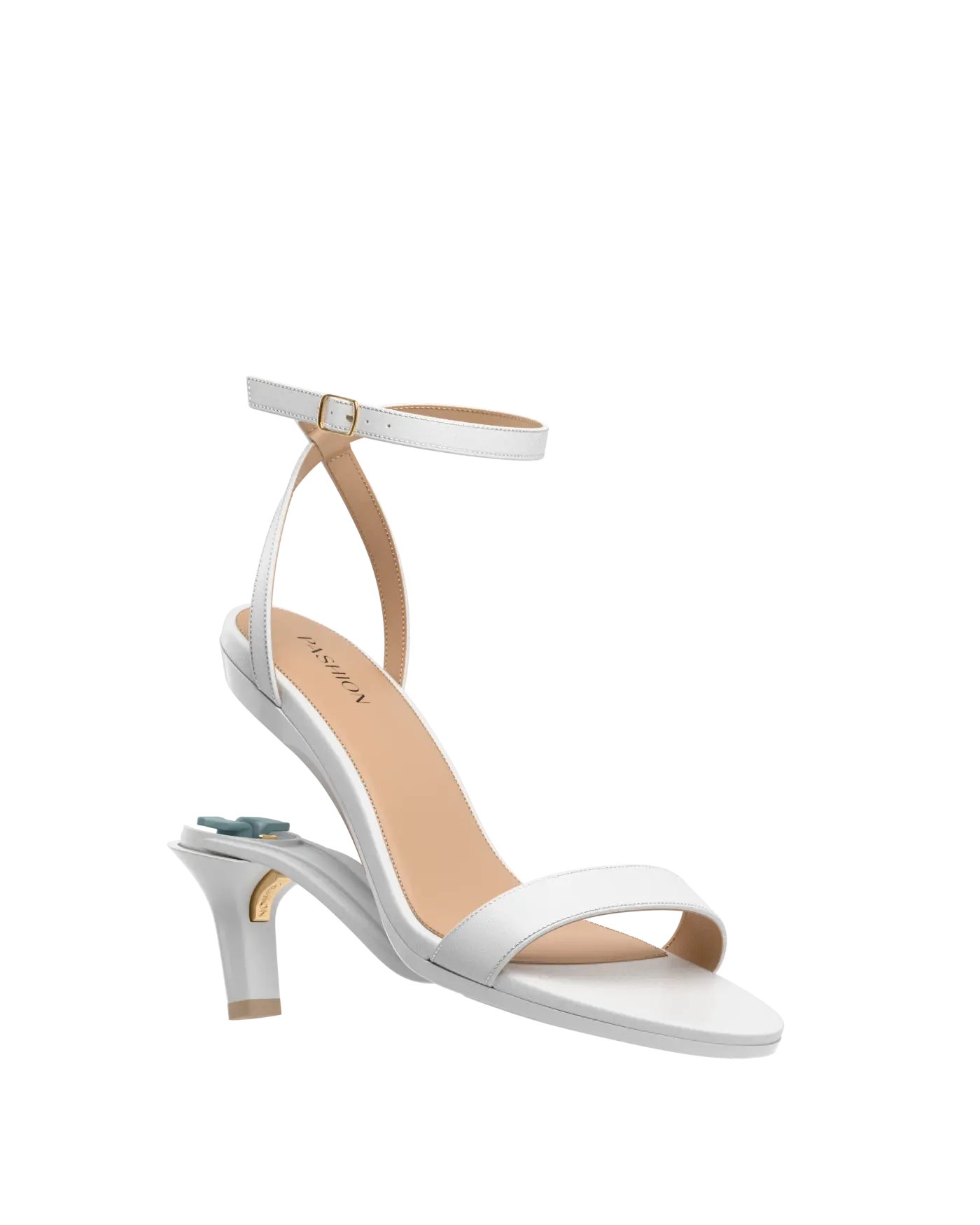 Brenna Sandal - White Leather + Stiletto Heel Kit 3 White
