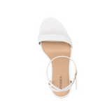 Brenna Sandal - White Leather + Block Heel Kit 4 White