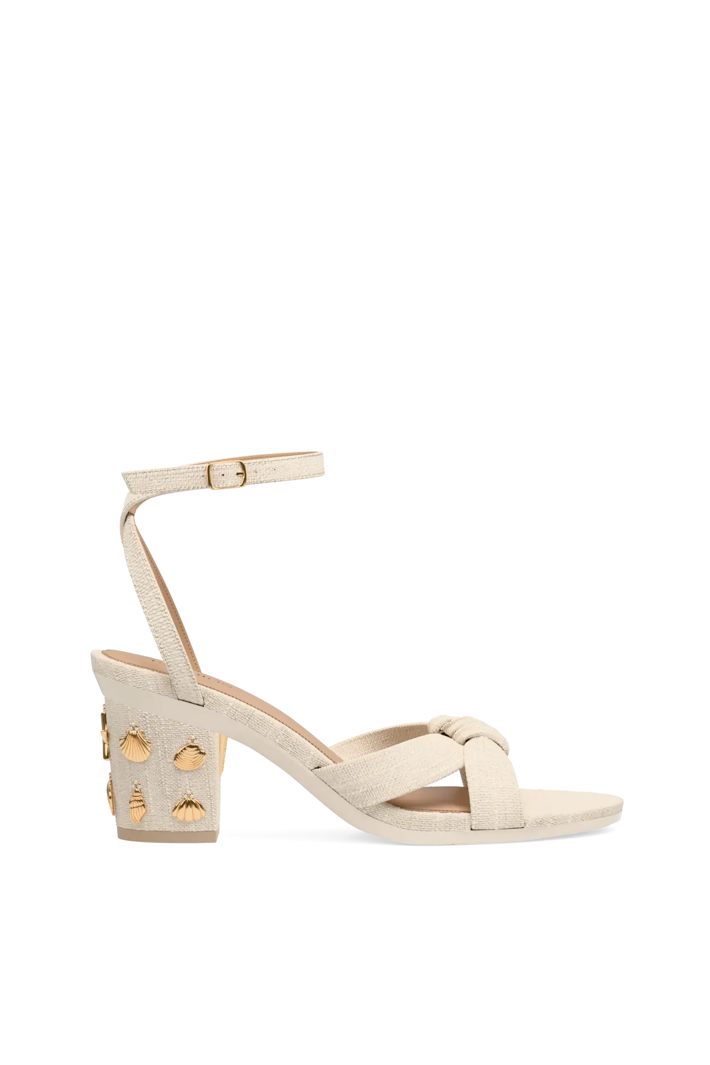Block Heel Kit 3 Linen Gold Seashell Charm
