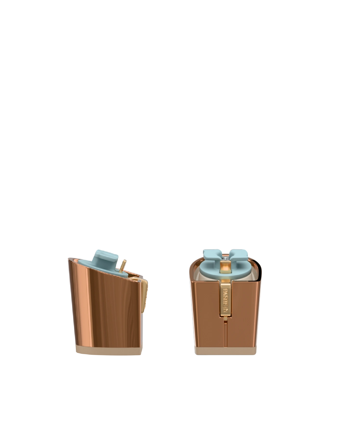 Block Heel Kit 3 Copper Metallic, 3-inch interchangeable block heel, side view. Pashion convertible heels go from heel to flat and are customizable with interchangeable heel kits.