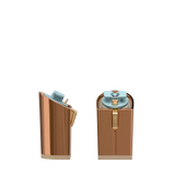 Block Heel Kit 4 Copper Metallic, 4-inch interchangeable block heel, side view. Pashion convertible heels go from heel to flat and are customizable with interchangeable heel kits.