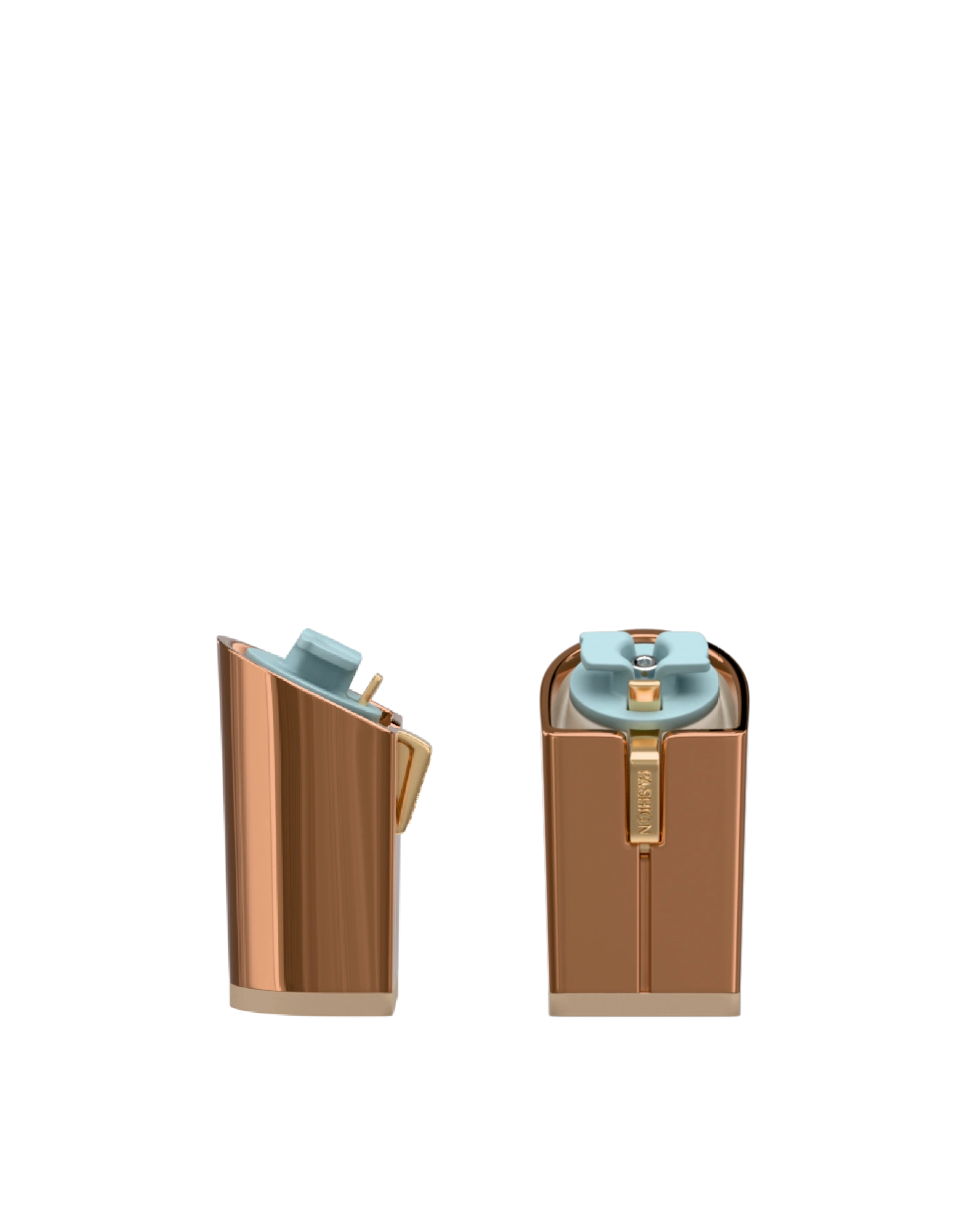 Block Heel Kit 4 Copper Metallic, 4-inch interchangeable block heel, side view. Pashion convertible heels go from heel to flat and are customizable with interchangeable heel kits.