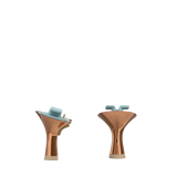 Flare Stiletto Heel Kit 3 Copper Metallic, back view. Pashion convertible heels go from heel to flat and are customizable with interchangeable heel kits.