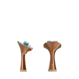 Flare Stiletto Heel Kit 4 Copper Metallic, back view. Pashion convertible heels go from heel to flat and are customizable with interchangeable heel kits.