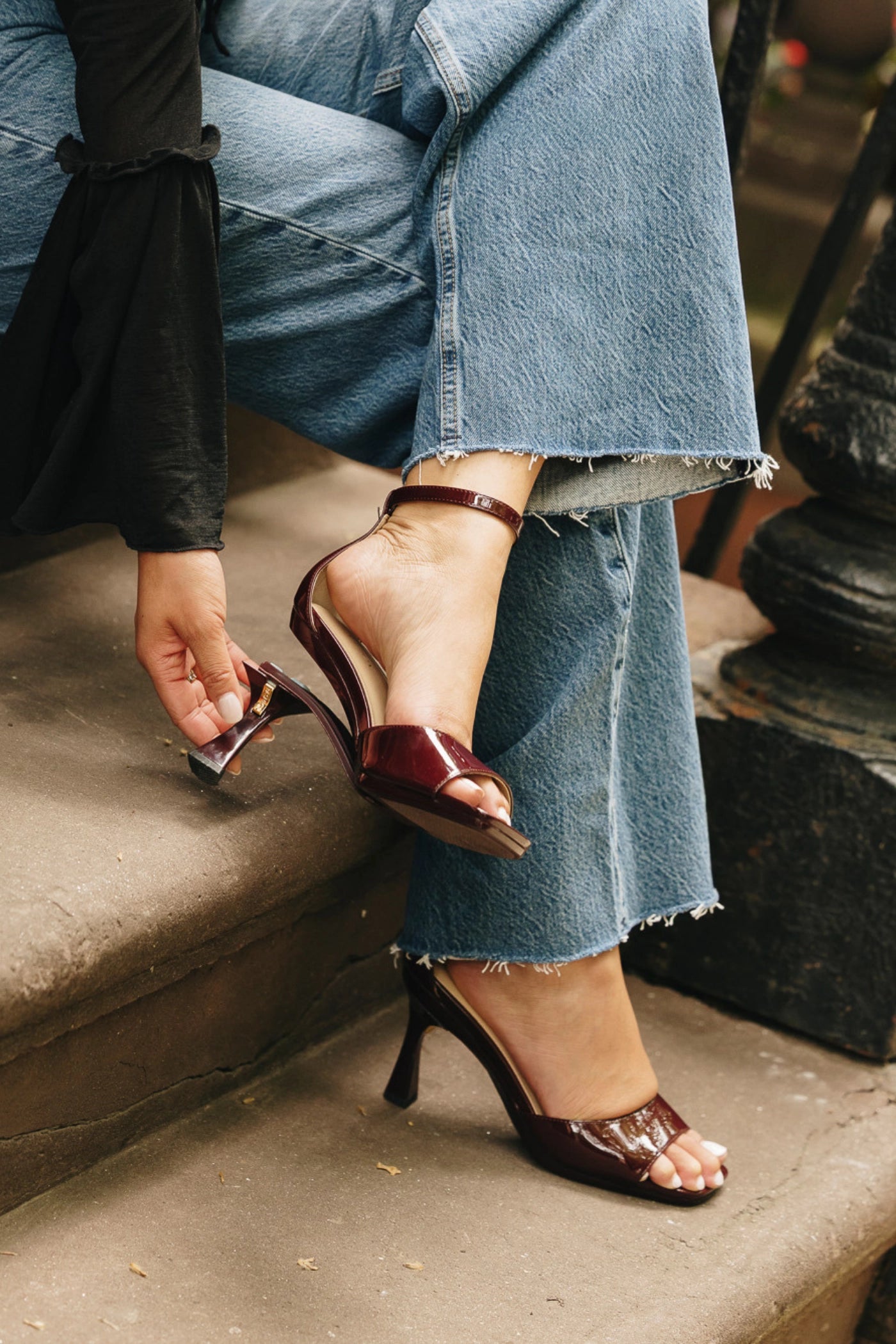 The Brooke Pump - Cherry Mocha Patent Flat