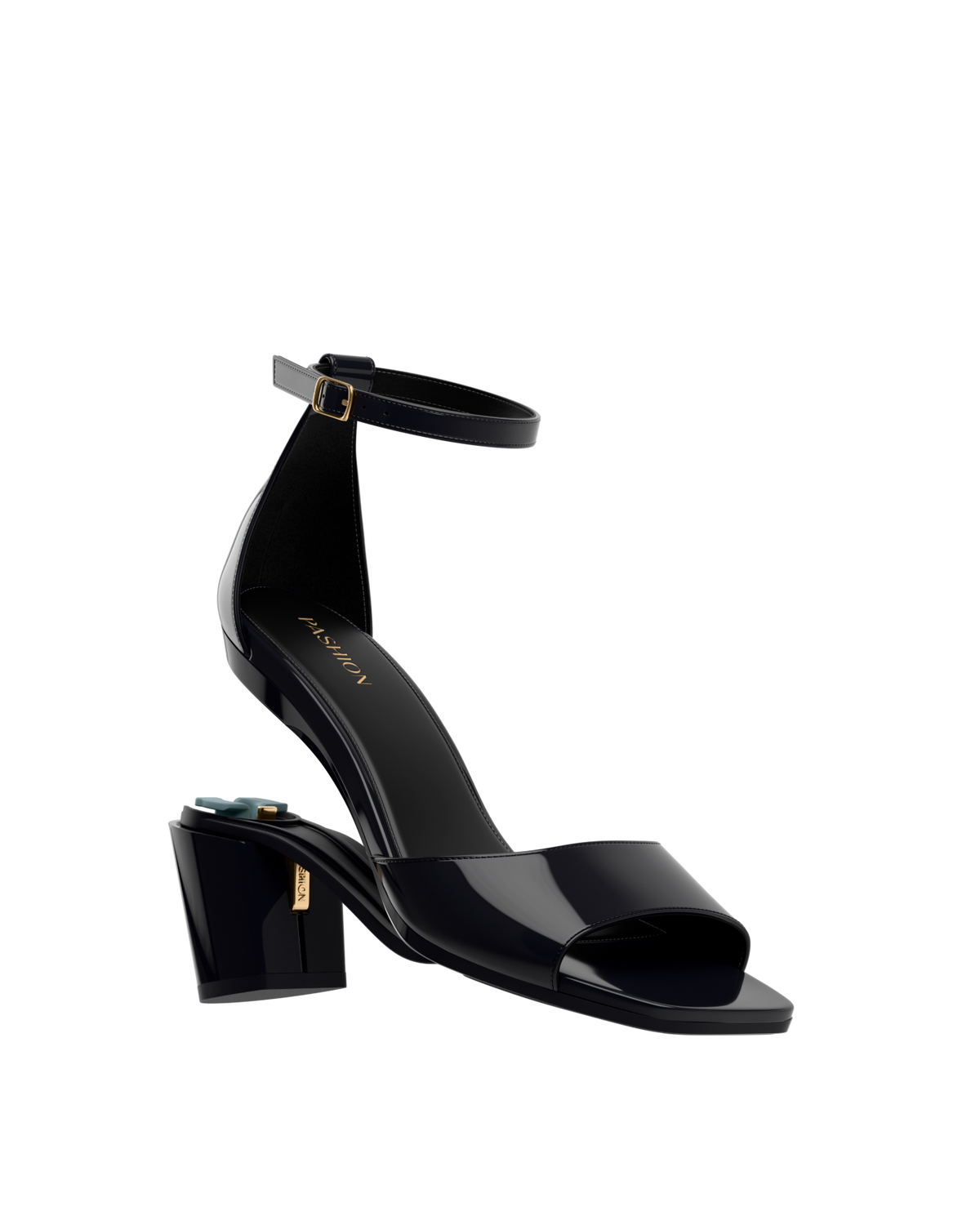 The Brooke Pump - Coal Black Patent 3 Block