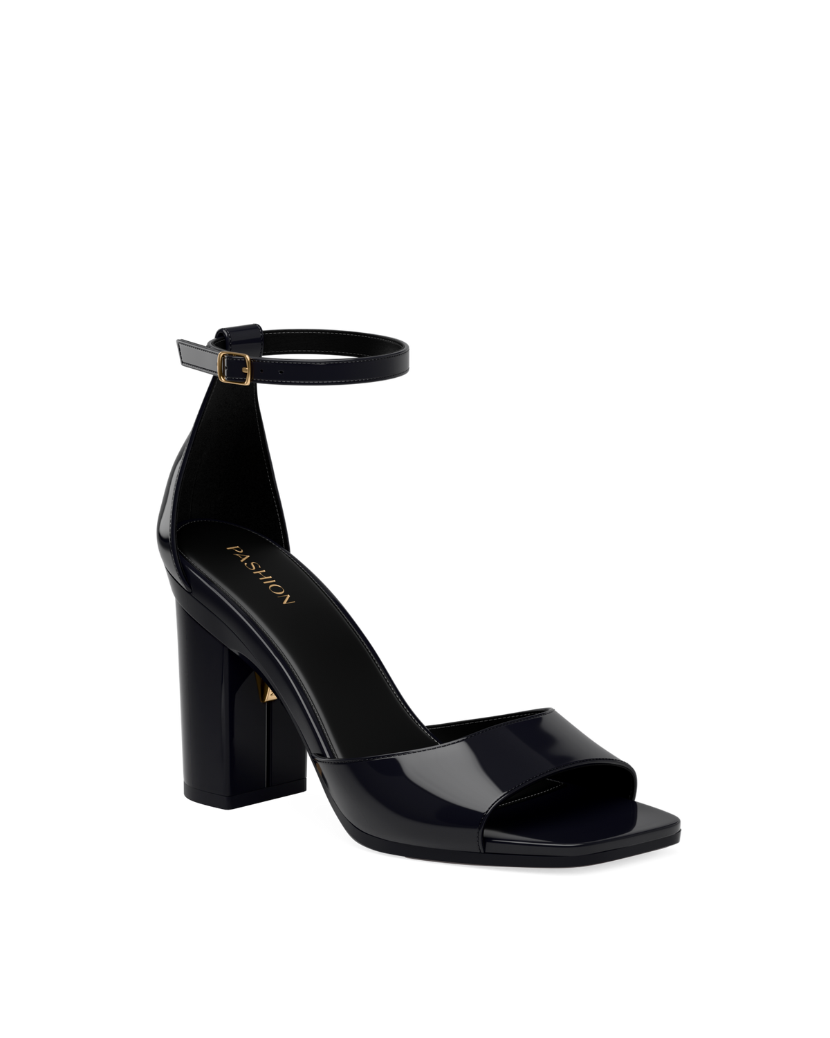The Brooke Pump - Coal Black Patent 4 Block