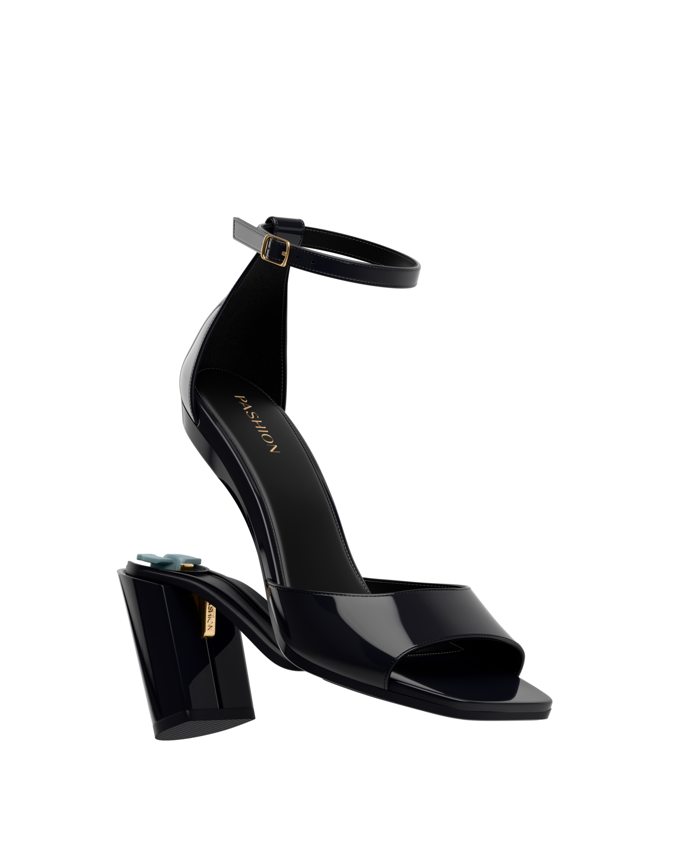 Brooke Sandal Pump - Coal Black Patent 4 Block