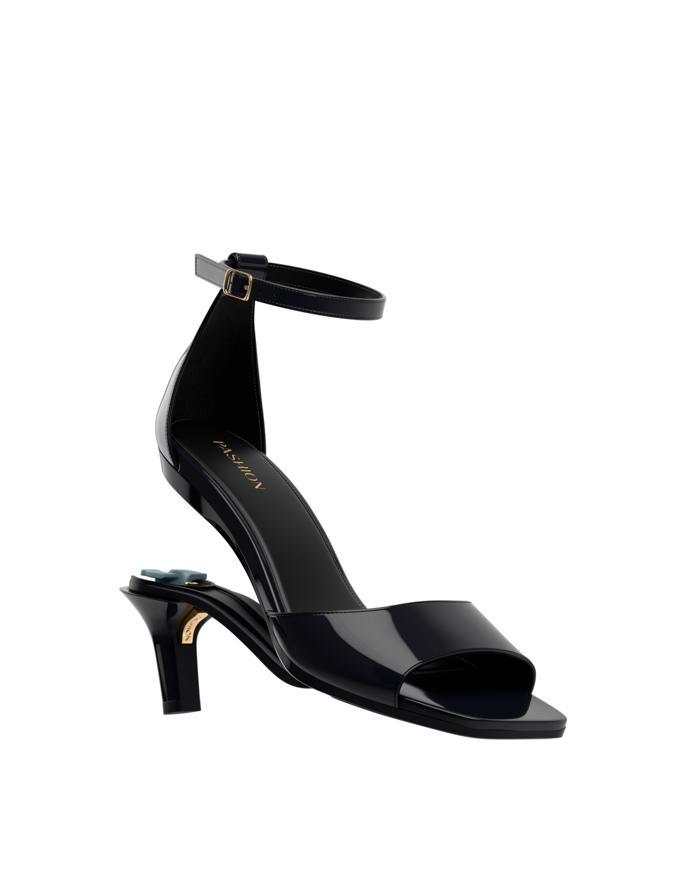 Brooke Sandal Pump - Coal Black Patent 3 Stiletto