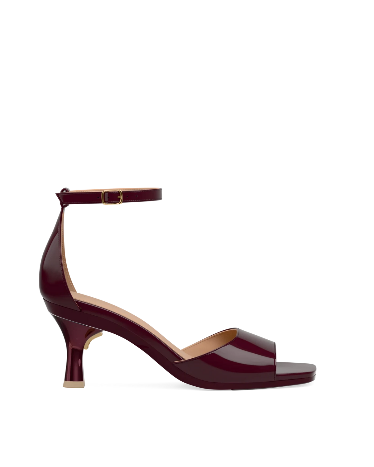 Flare Stiletto Heel Kit 3 Cherry Mocha Metallic shown on the Brooke Cherry Mocha Patent upper. Pashion convertible heels go from heel to flat and are customizable with interchangeable heel kits.