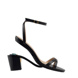 convertible black open toe strappy sandal with open heel with a block heel