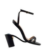convertible black open toe strappy sandal with open heel with block heel