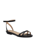 black open toe strappy sandal with open heel flat that can convert to heel