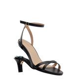 convertible black open toe strappy sandal with open heel kitten heel