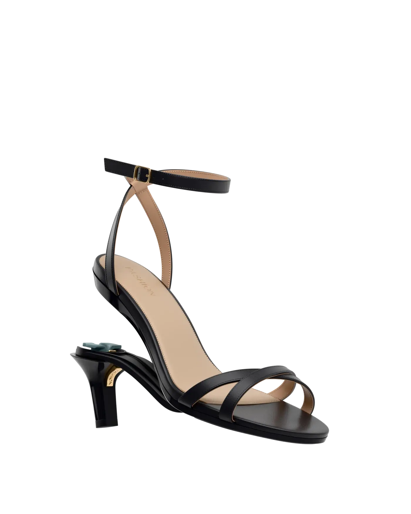 convertible black open toe strappy sandal with open heel kitten heel