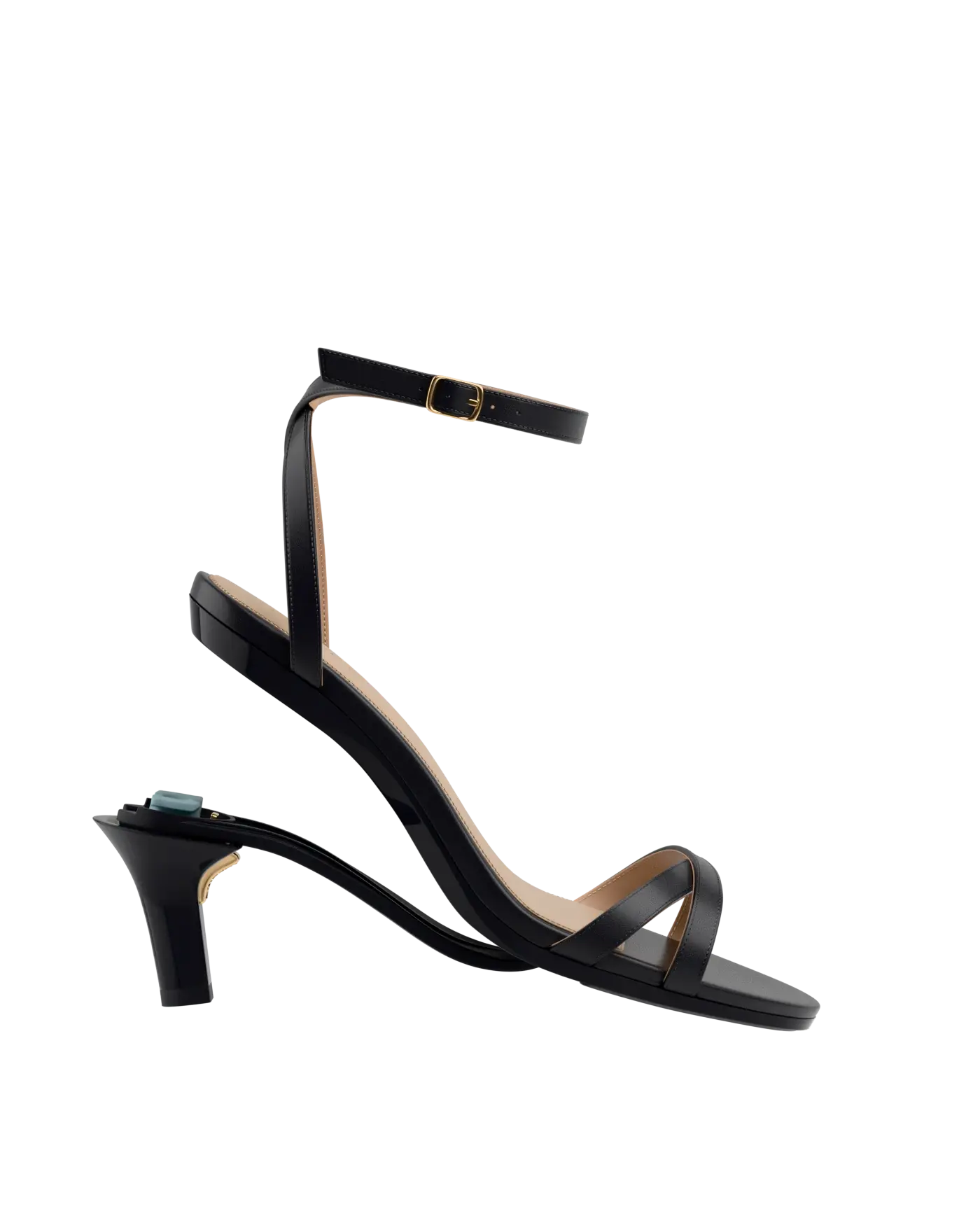 convertible black open toe strappy sandal with open heel kitten heel