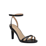 black open toe strappy sandal with open heel high heel