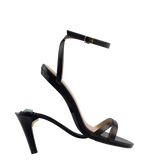 convertible black open toe strappy sandal with open heel high heel