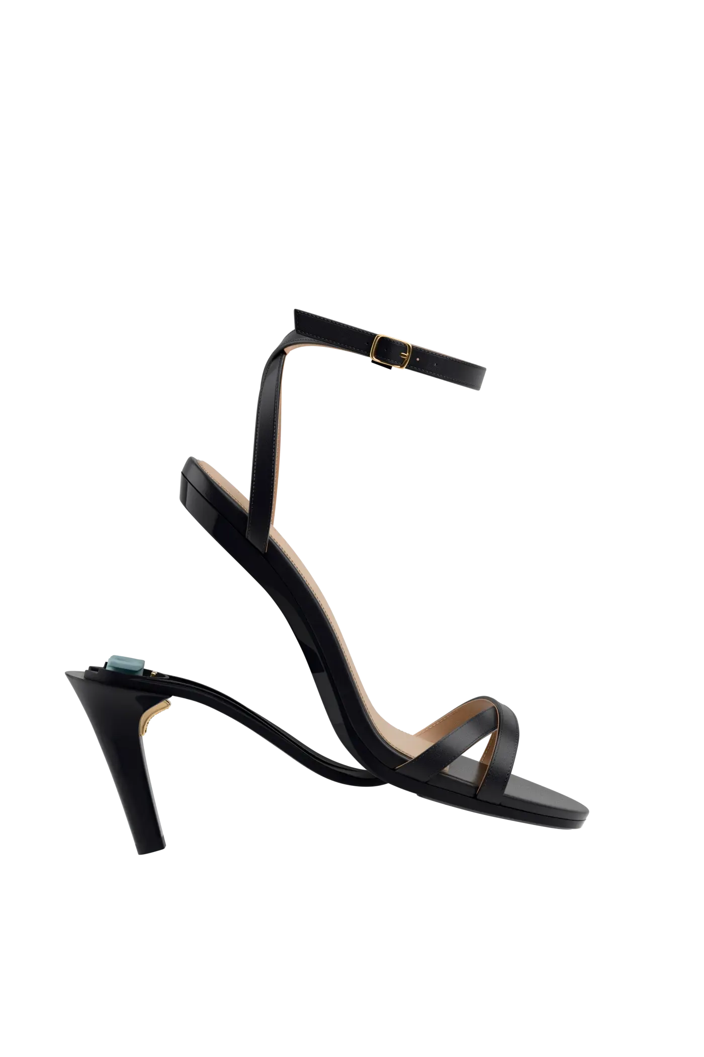 convertible black open toe strappy sandal with open heel high heel