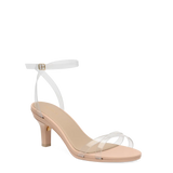 convertible transaprent strappy high heel sandal with a beige footbed