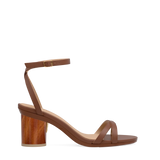 Cylinder Block Heel Kit 3 Wood shown on the Brynn Walnut Leather upper. Pashion convertible heels go from heel to flat and are customizable with interchangeable heel kits.