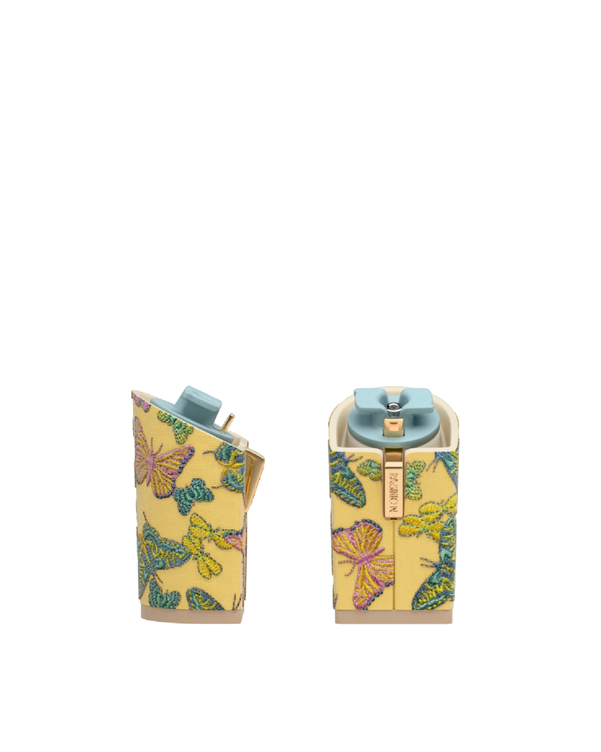 Block Heel Kit 4 Limoncello Butterfly Embroidery, 4-inch interchangeable block heel. Pashion convertible heels go from heel to flat and are customizable with interchangeable heel kits.