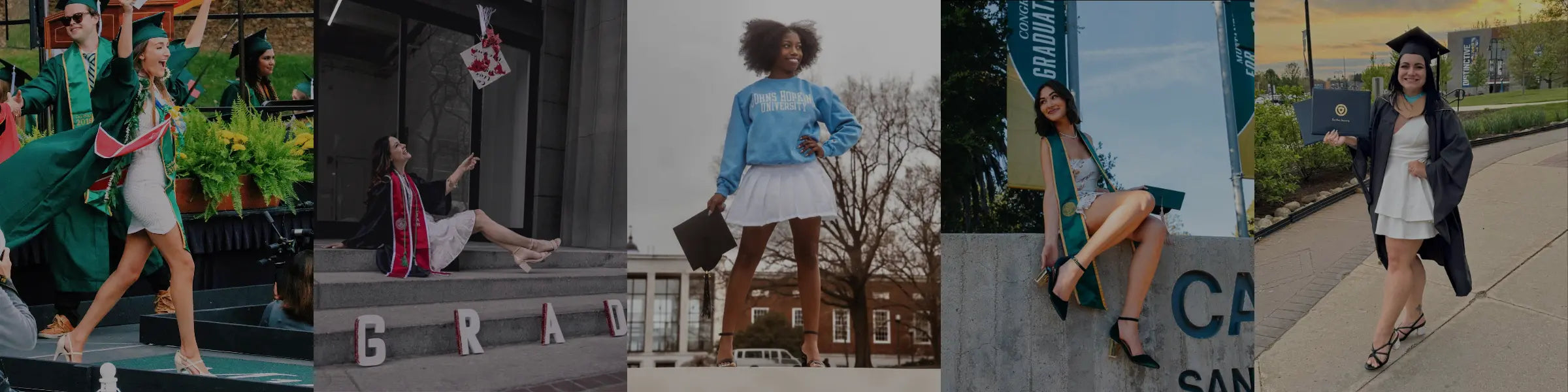 Photos of women posing at graduation