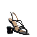 Capri Sandal - Coal Black Vegan Leather 3 Block