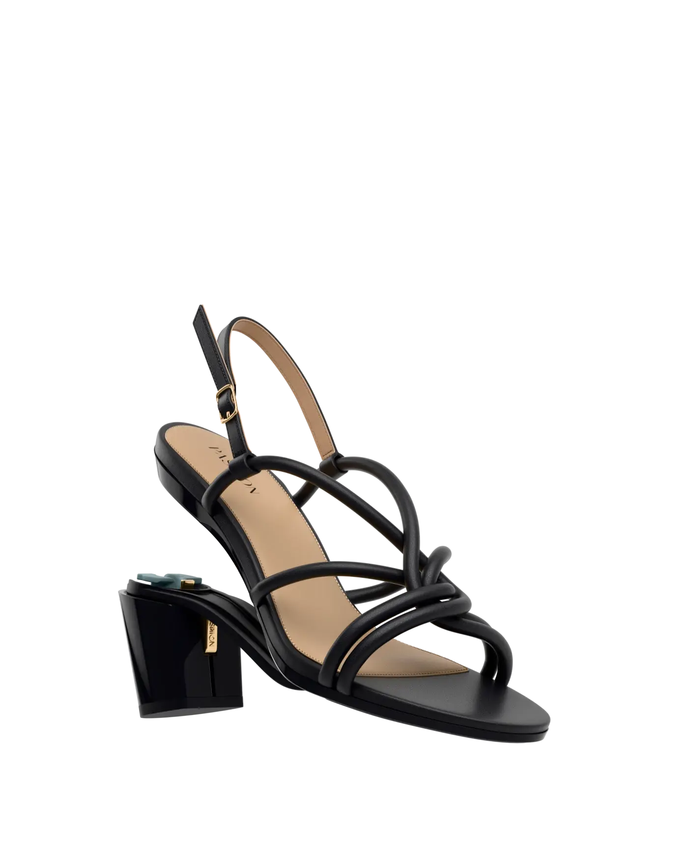Capri Sandal - Coal Black Vegan Leather 3 Block
