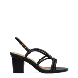 Capri Sandal - Coal Black Vegan Leather 3 Block