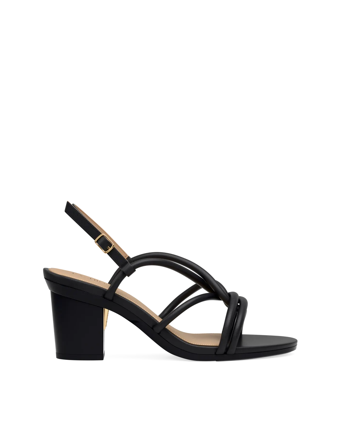 Capri Sandal - Coal Black Vegan Leather 3 Block