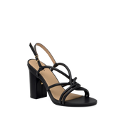 Capri Sandal - Coal Black Vegan Leather 4 Block