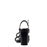 Capri Sandal - Coal Black Vegan Leather 4 Block