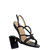 Capri Sandal - Coal Black Vegan Leather 4 Block