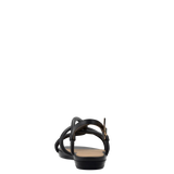 Capri Sandal - Coal Black Vegan Leather Flat