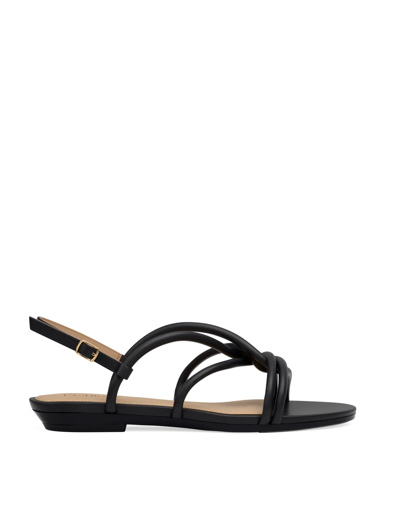 Capri Sandal - Coal Black Vegan Leather Flat