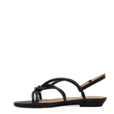 Capri Sandal - Coal Black Vegan Leather Flat